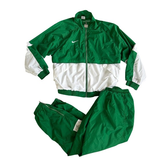 Vintage 90s Nike Team Sports Tracksuit Green White Windbreaker Pants Mens Large